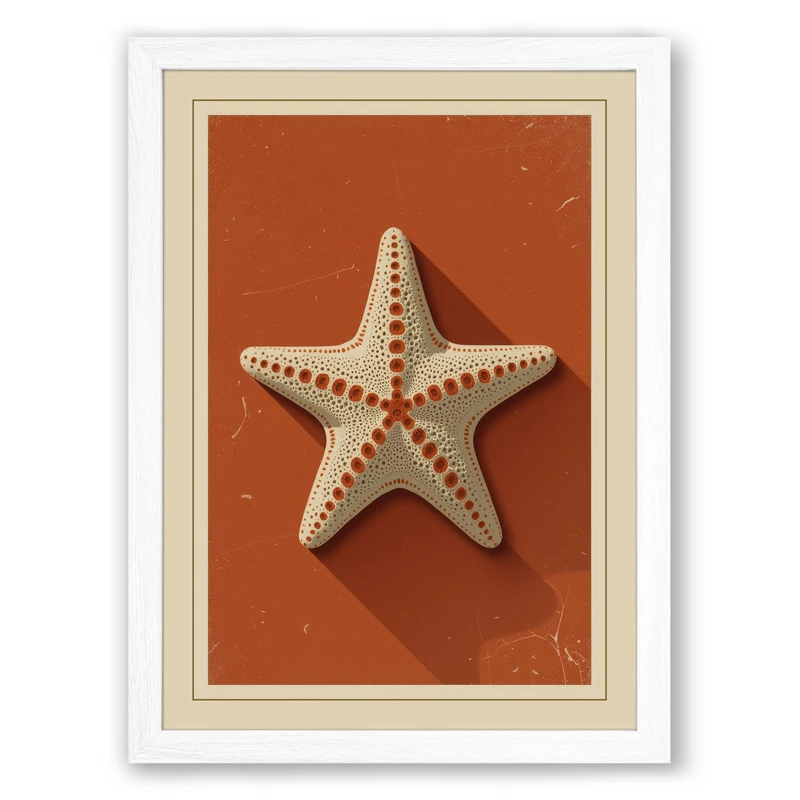 Spotted Starfish Vintage Framed Wall Art Print A1 (84.1×59.4cm) White, Wall Decor for Living Room, Bedroom, Office & Home, Ready to Hang, Art Gift - Image 1