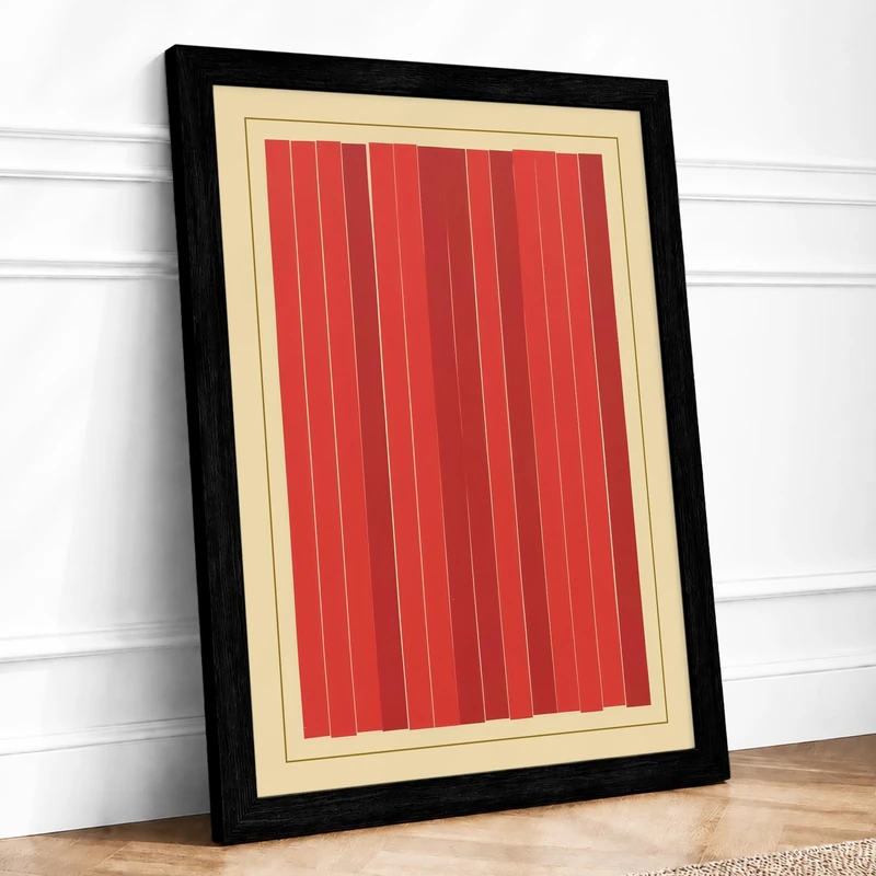 Crimson Lines Minimalist Framed Wall Art Print A1 (84.1×59.4cm) Black, Wall Decor for Living Room, Bedroom, Office & Home, Ready to Hang, Art Gift