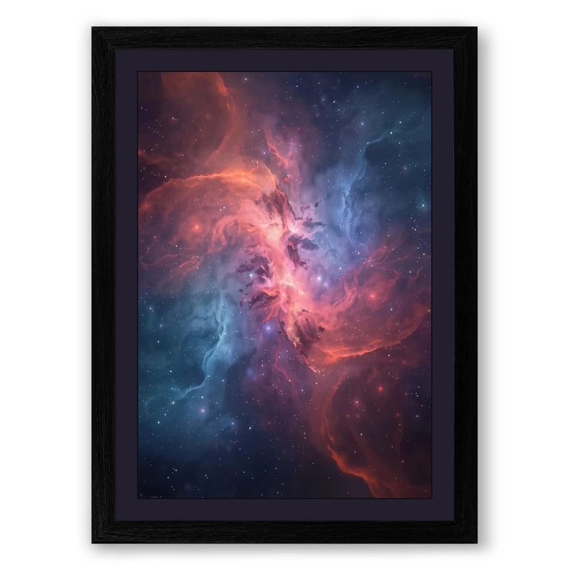 Nebula in Motion Modern Framed Wall Art Print A1 (84.1×59.4cm) Black, Wall Decor for Living Room, Bedroom, Office & Home, Ready to Hang, Art Gift