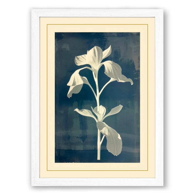 Iris Study Botanical Framed Wall Art Print A1 (84.1×59.4cm) White, Wall Decor for Living Room, Bedroom, Office & Home, Ready to Hang, Art Gift