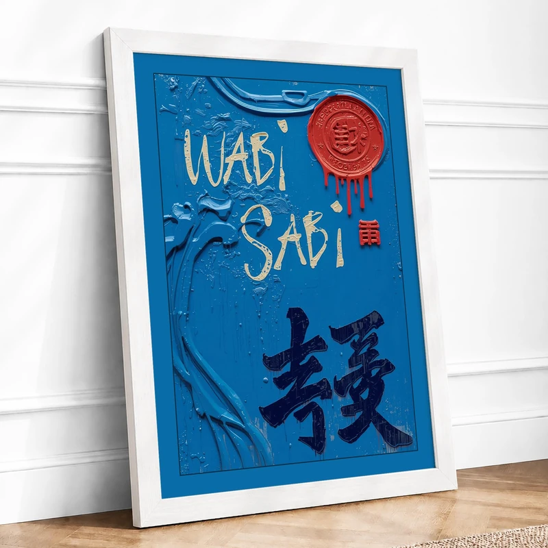 East Meets West Japandi Framed Wall Art Print A1 (84.1×59.4cm) White, Wall Decor for Living Room, Bedroom, Office & Home, Ready to Hang, Art Gift