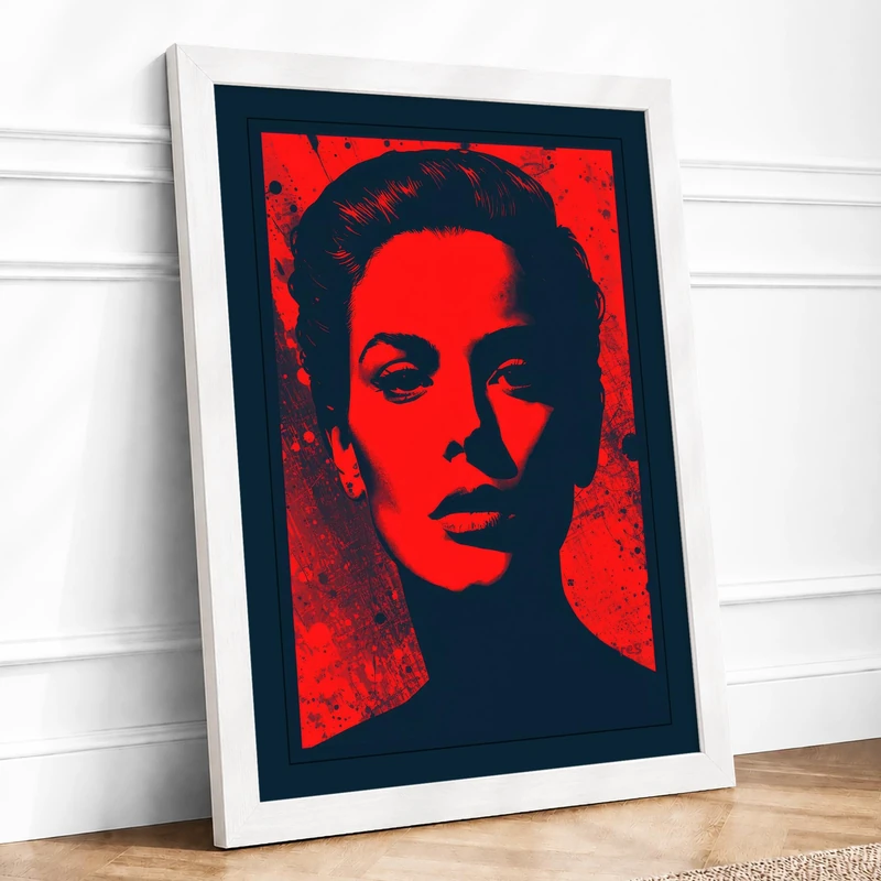 Bold Profile Portrait Modern Framed Wall Art Print A1 (84.1×59.4cm) White, Wall Decor for Living Room, Bedroom, Office & Home, Ready to Hang, Art Gift