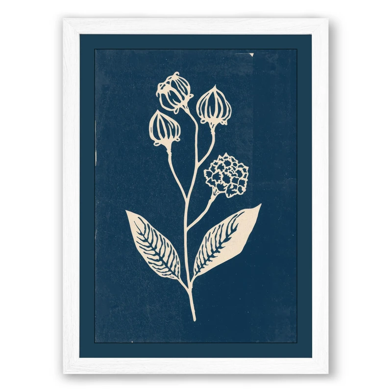 Study in White Botanical Framed Wall Art Print A1 (84.1×59.4cm) White, Wall Decor for Living Room, Bedroom, Office & Home, Ready to Hang, Art Gift - Image 1