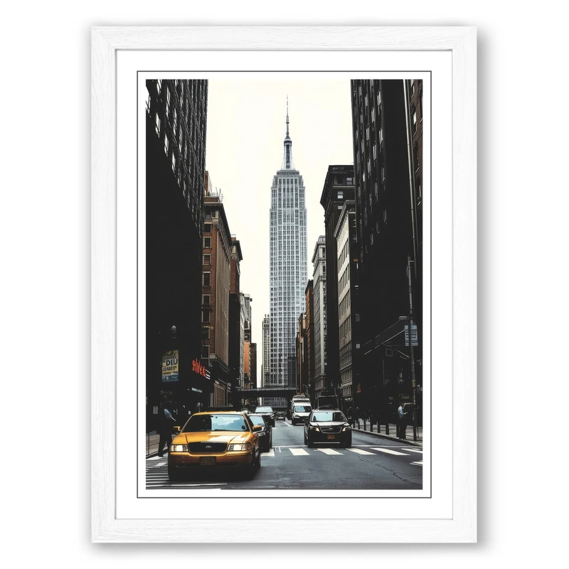 Empire State Frames Vintage Framed Wall Art Print A1 (84.1×59.4cm) White, Wall Decor for Living Room, Bedroom, Office & Home, Ready to Hang, Art Gift