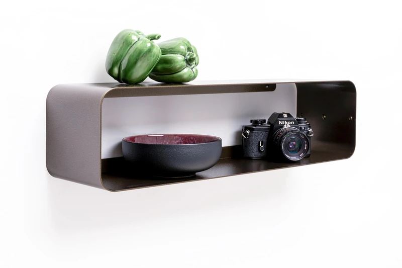 Kare Design wall shelf Lounge XS, bronze, 58x15x15 cm, TV console, wall shelf, minimalist design, floating, steel, industrial, modern, living room - Image 1