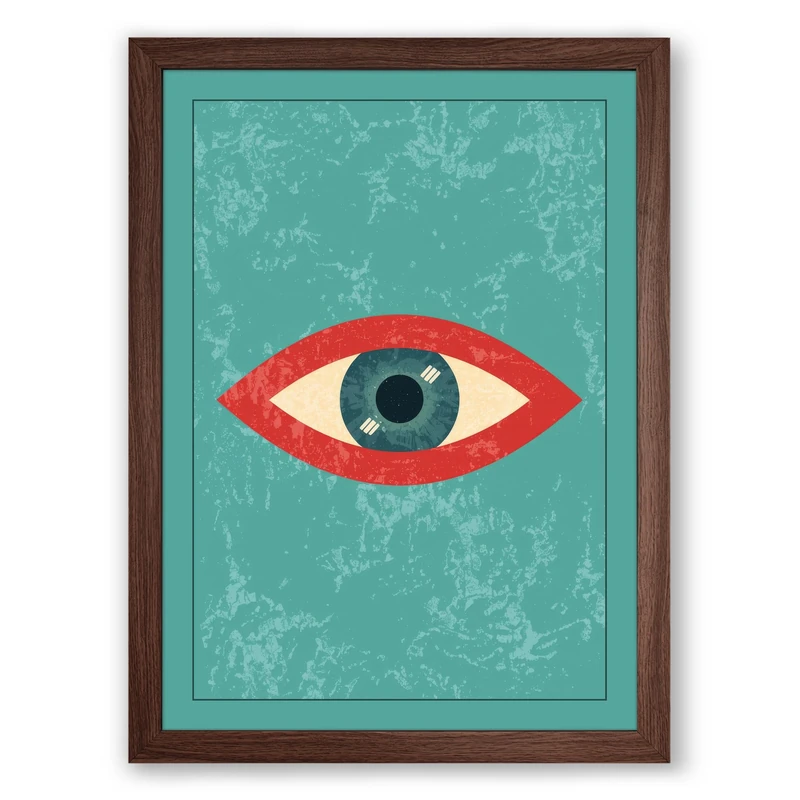Watchful Eye Modern Framed Wall Art Print A1 (84.1×59.4cm) Walnut, Wall Decor for Living Room, Bedroom, Office & Home, Ready to Hang, Art Gift