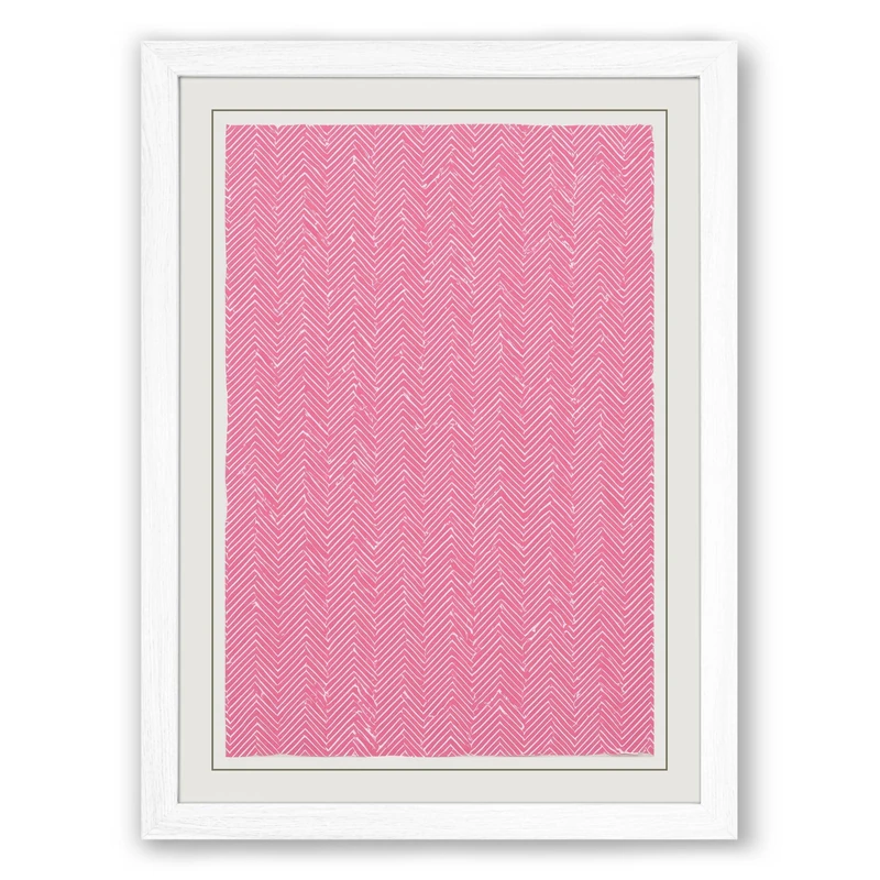 Pink Woven Pattern Minimalist Framed Wall Art Print A1 (84.1×59.4cm) White, Wall Decor for Living Room, Bedroom, Office & Home, Ready to Hang, Art Gift
