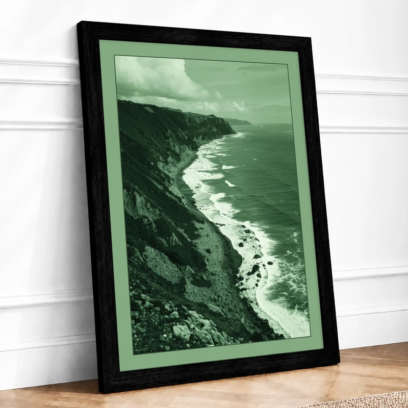 Cliff Edge Coastal Framed Wall Art Print A1 (84.1×59.4cm) Black, Wall Decor for Living Room, Bedroom, Office & Home, Ready to Hang, Art Gift - Image 1