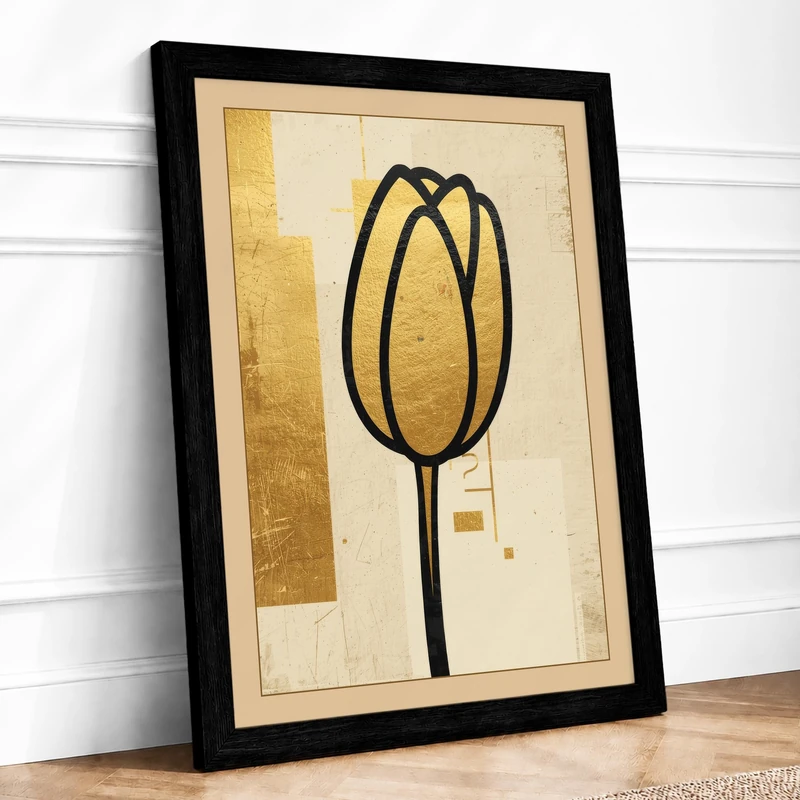 Elegant Black Tulip Botanical Framed Wall Art Print A1 (84.1×59.4cm) Black, Wall Decor for Living Room, Bedroom, Office & Home, Ready to Hang, Art Gift - Image 1