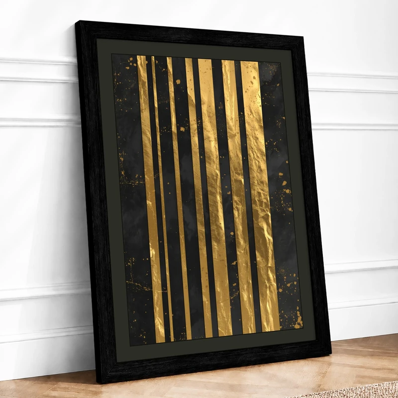 Gilded Lines Minimalist Framed Wall Art Print A1 (84.1×59.4cm) Black, Wall Decor for Living Room, Bedroom, Office & Home, Ready to Hang, Art Gift - Image 1
