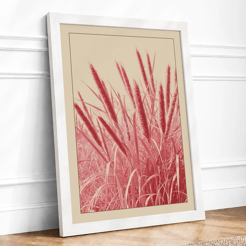 Ornamental Grasses Botanical Framed Wall Art Print A1 (84.1×59.4cm) White, Wall Decor for Living Room, Bedroom, Office & Home, Ready to Hang, Art Gift - Image 1