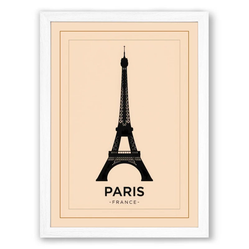 Postcard from Paris Vintage Framed Wall Art Print A1 (84.1×59.4cm) White, Wall Decor for Living Room, Bedroom, Office & Home, Ready to Hang, Art Gift - Image 1