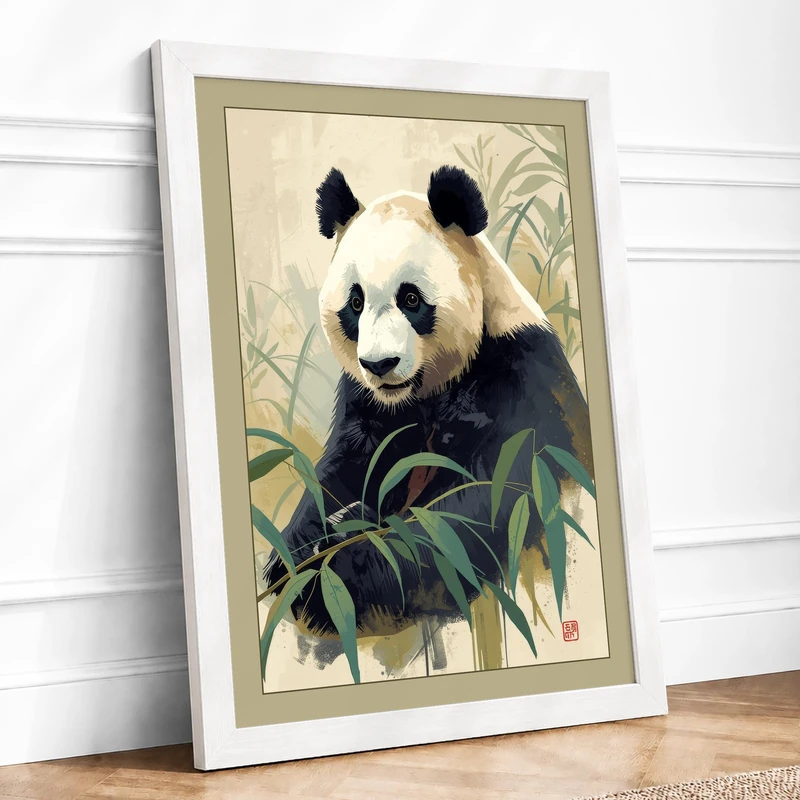 Gentle Panda Botanical Framed Wall Art Print A1 (84.1×59.4cm) White, Wall Decor for Living Room, Bedroom, Office & Home, Ready to Hang, Art Gift