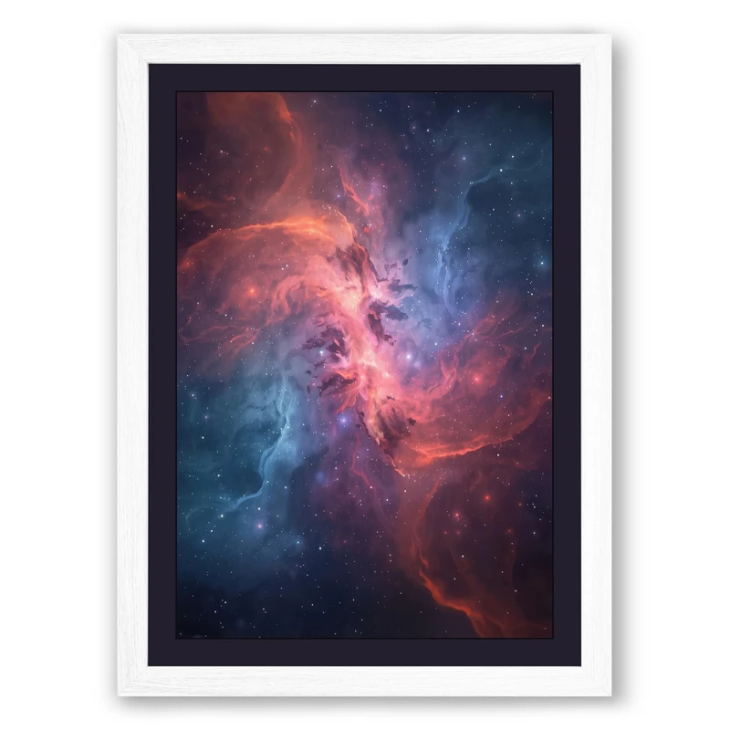 Nebula in Motion Modern Framed Wall Art Print A1 (84.1×59.4cm) White, Wall Decor for Living Room, Bedroom, Office & Home, Ready to Hang, Art Gift - Image 1