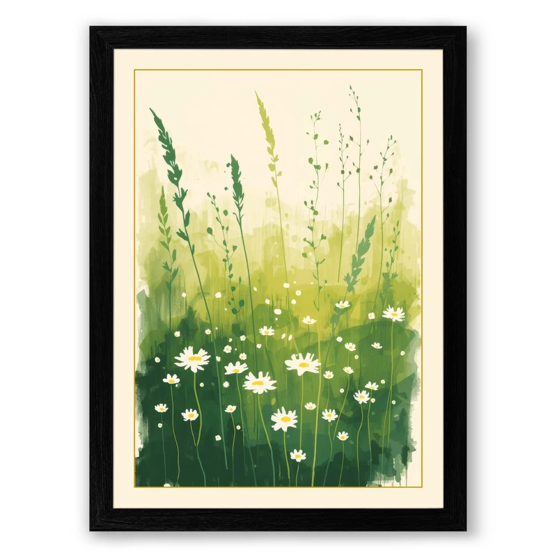 Wildflower Meadow Botanical Framed Wall Art Print A1 (84.1×59.4cm) Black, Wall Decor for Living Room, Bedroom, Office & Home, Ready to Hang, Art Gift