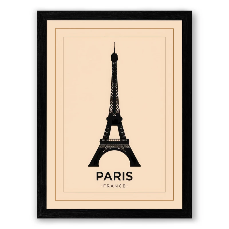 Postcard from Paris Vintage Framed Wall Art Print A1 (84.1×59.4cm) Black, Wall Decor for Living Room, Bedroom, Office & Home, Ready to Hang, Art Gift