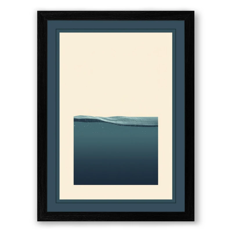 Sea and Sky Divided Minimalist Framed Wall Art Print A1 (84.1×59.4cm) Black, Wall Decor for Living Room, Bedroom, Office & Home, Ready to Hang, Art Gift - Image 1