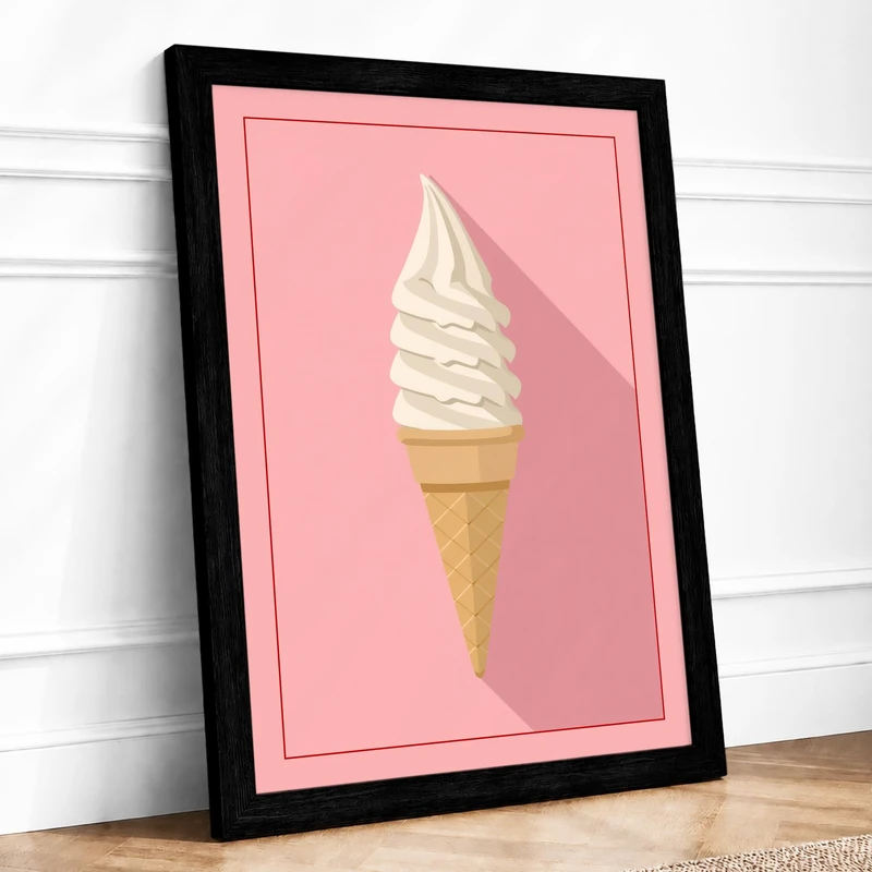 Soft Serve Moment Modern Framed Wall Art Print A1 (84.1×59.4cm) Black, Wall Decor for Living Room, Bedroom, Office & Home, Ready to Hang, Art Gift - Image 1