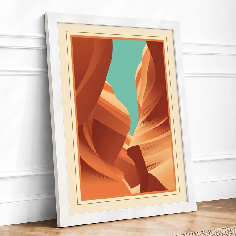 Canyon Depths Southwestern Framed Wall Art Print A1 (84.1×59.4cm) White, Wall Decor for Living Room, Bedroom, Office & Home, Ready to Hang, Art Gift - Image 1