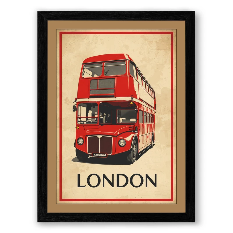 Postcard from London Vintage Framed Wall Art Print A1 (84.1×59.4cm) Black, Wall Decor for Living Room, Bedroom, Office & Home, Ready to Hang, Art Gift
