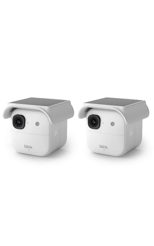 Blink Outdoor Camera 2K+ (newest gen) + Blink Solaris Battery Pack (newest gen). Sync Module Core included — 2 camera system, White