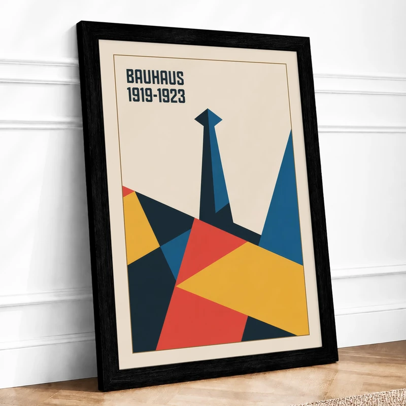 Bauhaus 1919-1923 Geometric Framed Wall Art Print A1 (84.1×59.4cm) Black, Wall Decor for Living Room, Bedroom, Office & Home, Ready to Hang, Art Gift - Image 1