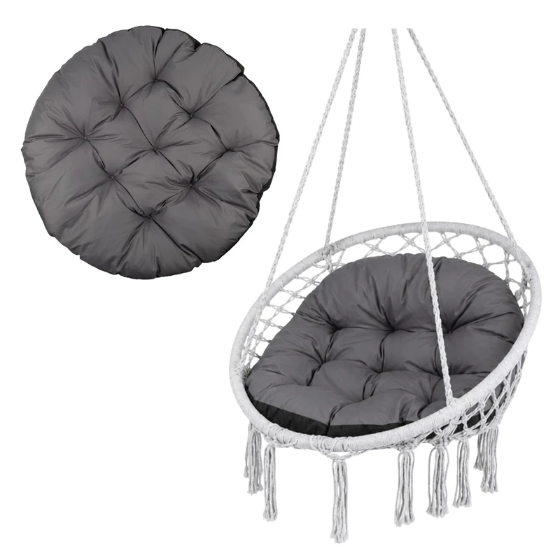 Green Blue GB243 GR 110cm Round Garden Cushion for Stork's Nest, Cocoon and Papasan Armchair, Grey, Thickness 13-15cm, Quilted, Silicone Ball Filling(Cocoon is not included)