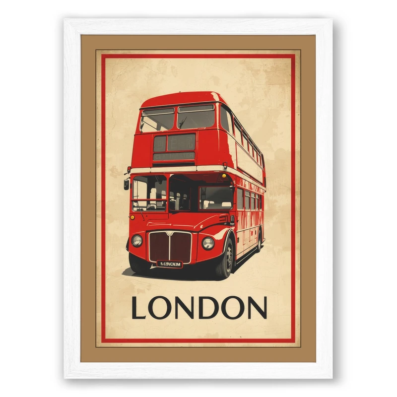 Postcard from London Vintage Framed Wall Art Print A1 (84.1×59.4cm) White, Wall Decor for Living Room, Bedroom, Office & Home, Ready to Hang, Art Gift