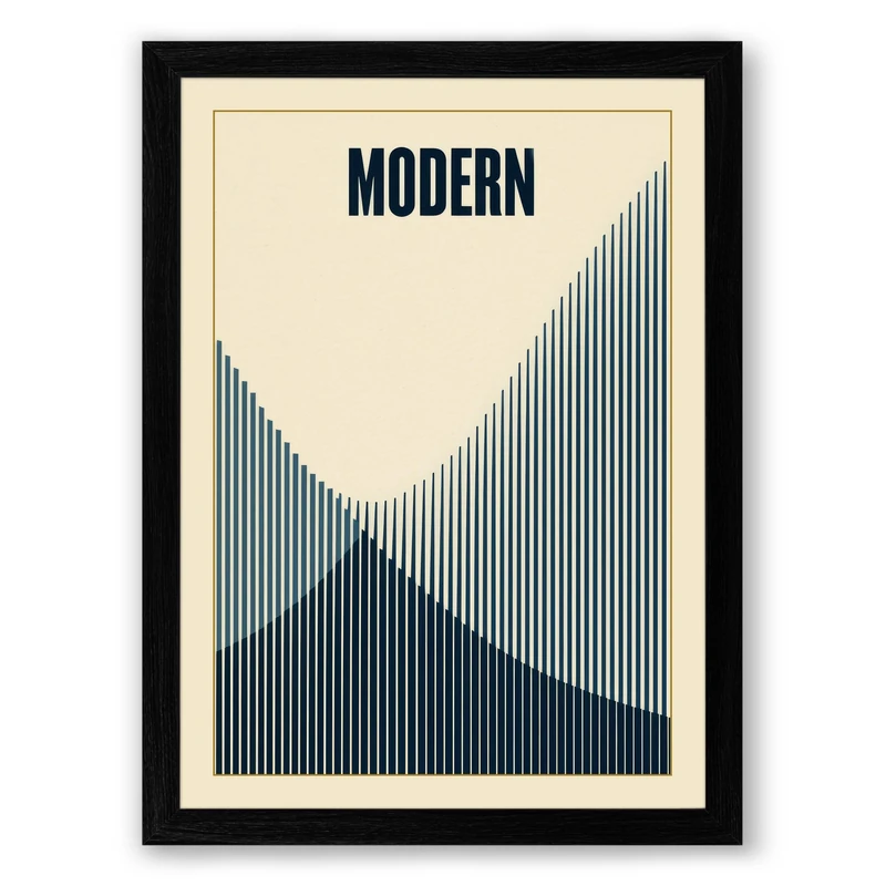 Modern in Motion Minimalist Framed Wall Art Print A1 (84.1×59.4cm) Black, Wall Decor for Living Room, Bedroom, Office & Home, Ready to Hang, Art Gift