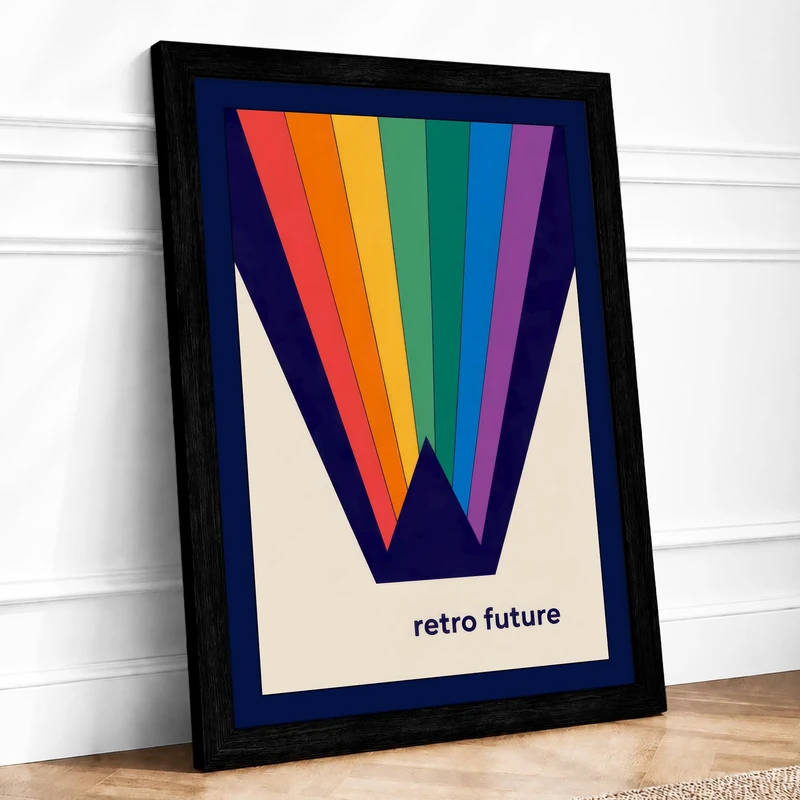 Future Retro Framed Wall Art Print A1 (84.1×59.4cm) Black, Wall Decor for Living Room, Bedroom, Office & Home, Ready to Hang, Art Gift