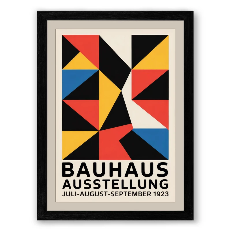 Bauhaus Exhibition 1923 Art Deco Framed Wall Art Print A1 (84.1×59.4cm) Black, Wall Decor for Living Room, Bedroom, Office & Home, Ready to Hang, Art Gift