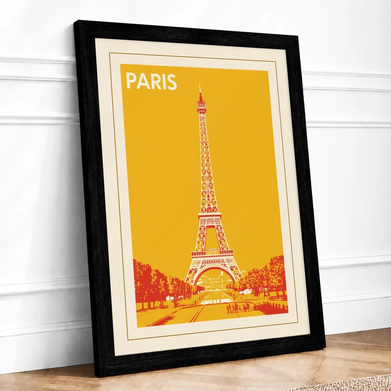 Postcard from Paris Art Deco Framed Wall Art Print A1 (84.1×59.4cm) Black, Wall Decor for Living Room, Bedroom, Office & Home, Ready to Hang, Art Gift