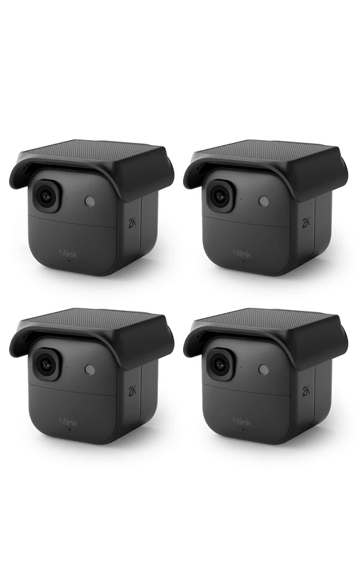 Blink Outdoor Camera 2K+ (newest gen) + Blink Solaris Battery Pack (newest gen). Sync Module Core included — 4 camera system, Black