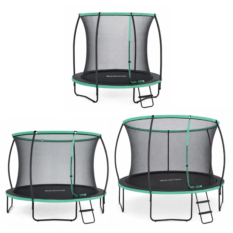 Bestway Xtreme Air Trampoline, 8ft/10ft/12ft Round Outdoor Trampoline with Fully Stitched Safety Net No Gaps, Ladder and Anchor Kit, 2 Year Warranty Guaranteed (8ft)