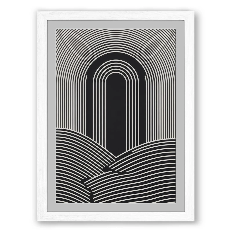 Arch Over Waves Minimalist Framed Wall Art Print A1 (84.1×59.4cm) White, Wall Decor for Living Room, Bedroom, Office & Home, Ready to Hang, Art Gift
