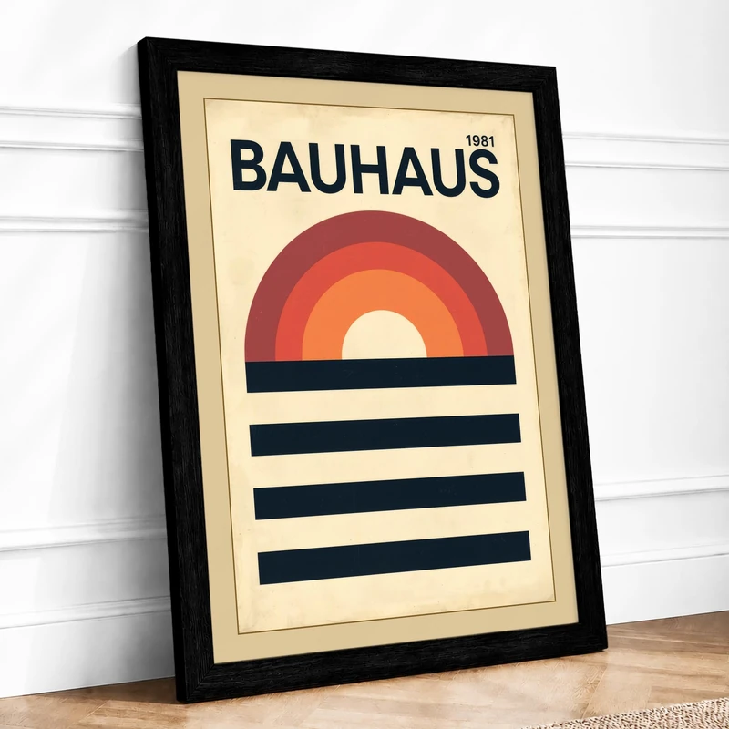 Bauhaus Order Geometric Framed Wall Art Print A1 (84.1×59.4cm) Black, Wall Decor for Living Room, Bedroom, Office & Home, Ready to Hang, Art Gift