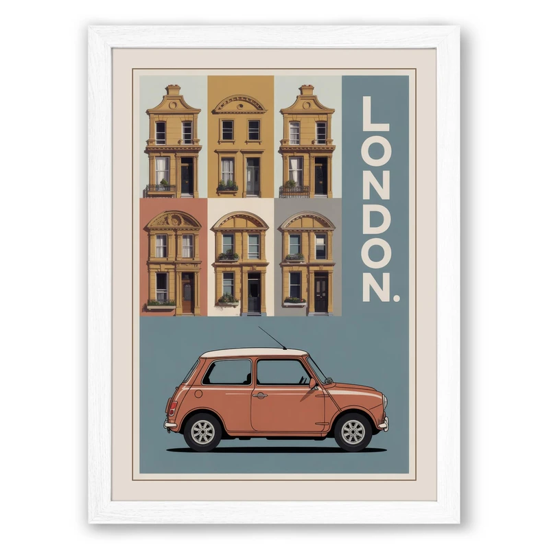Postcard from London Vintage Framed Wall Art Print A1 (84.1×59.4cm) White, Wall Decor for Living Room, Bedroom, Office & Home, Ready to Hang, Art Gift - Image 1