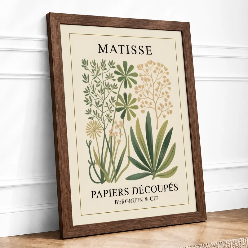 Matisse Collection Botanical Framed Wall Art Print A1 Walnut