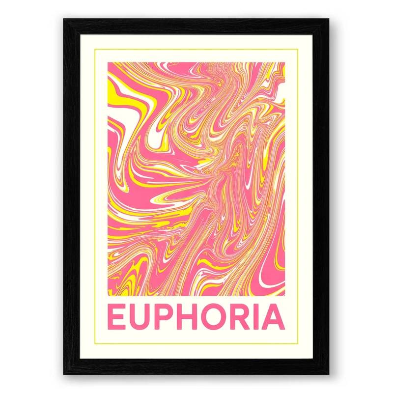 Euphoria in Motion Modern Framed Wall Art Print A1 (84.1×59.4cm) Black, Wall Decor for Living Room, Bedroom, Office & Home, Ready to Hang, Art Gift