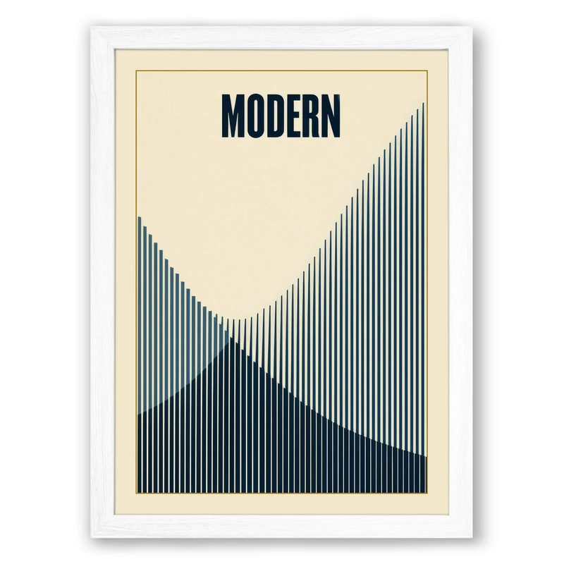 Modern in Motion Minimalist Framed Wall Art Print A1 (84.1×59.4cm) White, Wall Decor for Living Room, Bedroom, Office & Home, Ready to Hang, Art Gift