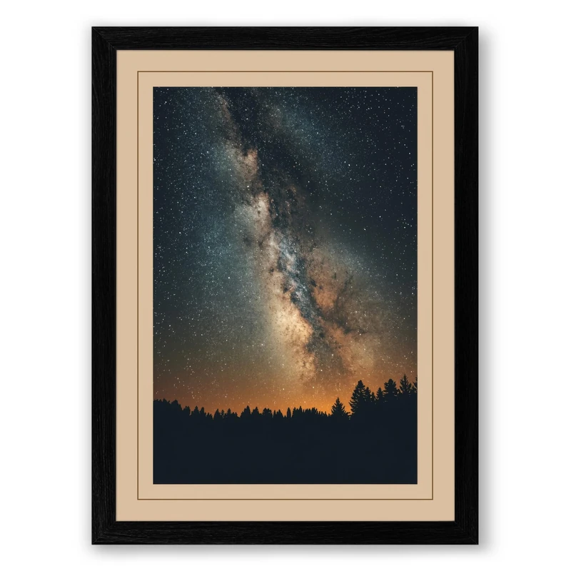 Milky Way Rising Scandinavian Framed Wall Art Print A1 (84.1×59.4cm) Black, Wall Decor for Living Room, Bedroom, Office & Home, Ready to Hang, Art Gift