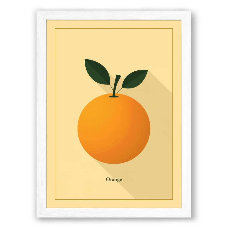 Orange Minimalist Framed Wall Art Print A1 (84.1×59.4cm) White, Wall Decor for Living Room, Bedroom, Office & Home, Ready to Hang, Art Gift