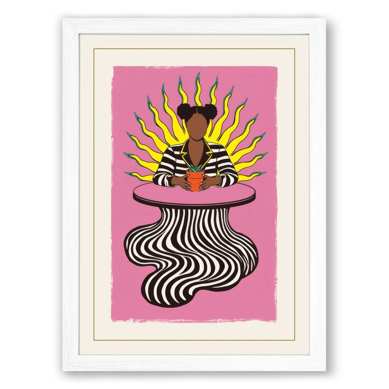Crowned in Radiance Art Deco Framed Wall Art Print A1 (84.1×59.4cm) White, Wall Decor for Living Room, Bedroom, Office & Home, Ready to Hang, Art Gift