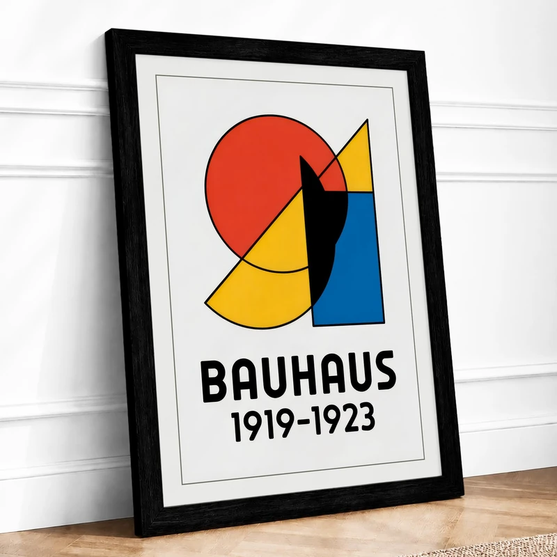 Bauhaus Constructivist Geometric Framed Wall Art Print A1 (84.1×59.4cm) Black, Wall Decor for Living Room, Bedroom, Office & Home, Ready to Hang, Art Gift - Image 1