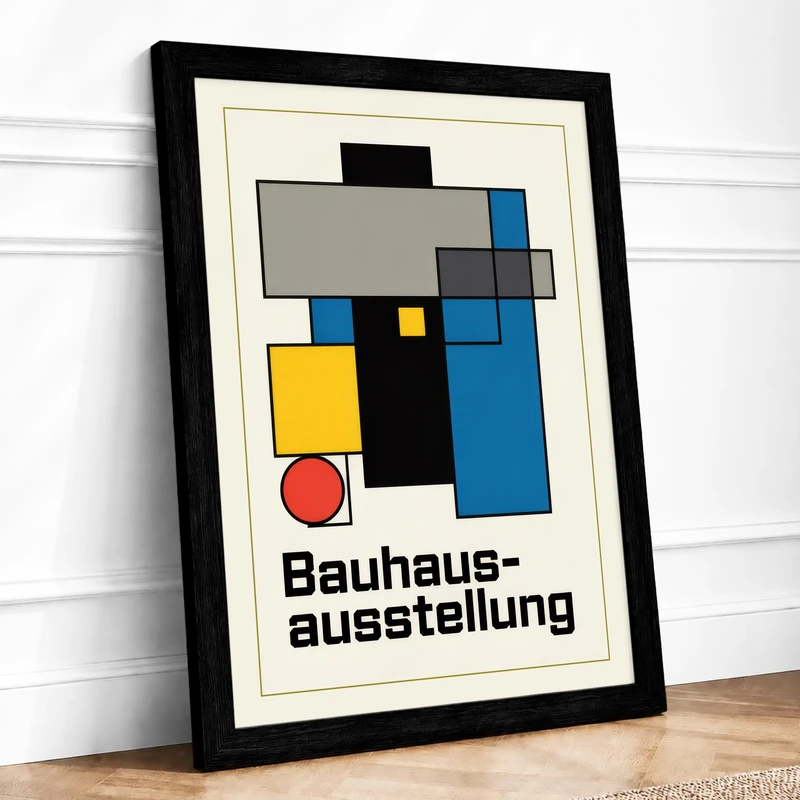 Bauhaus-ausstellung Geometric Framed Wall Art Print A1 (84.1×59.4cm) Black, Wall Decor for Living Room, Bedroom, Office & Home, Ready to Hang, Art Gift