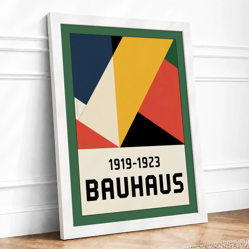 Bauhaus Forms Geometric Framed Wall Art Print A1 (84.1×59.4cm) White, Wall Decor for Living Room, Bedroom, Office & Home, Ready to Hang, Art Gift