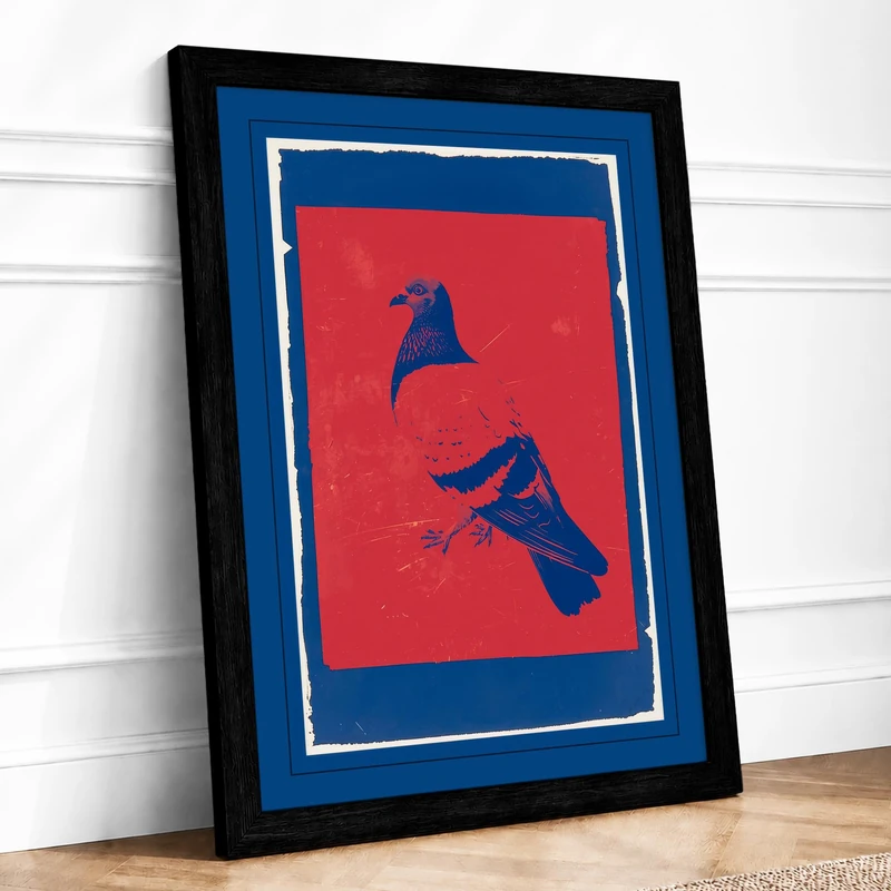 Two Birds in Profile Geometric Framed Wall Art Print A1 (84.1×59.4cm) Black, Wall Decor for Living Room, Bedroom, Office & Home, Ready to Hang, Art Gift - Image 1