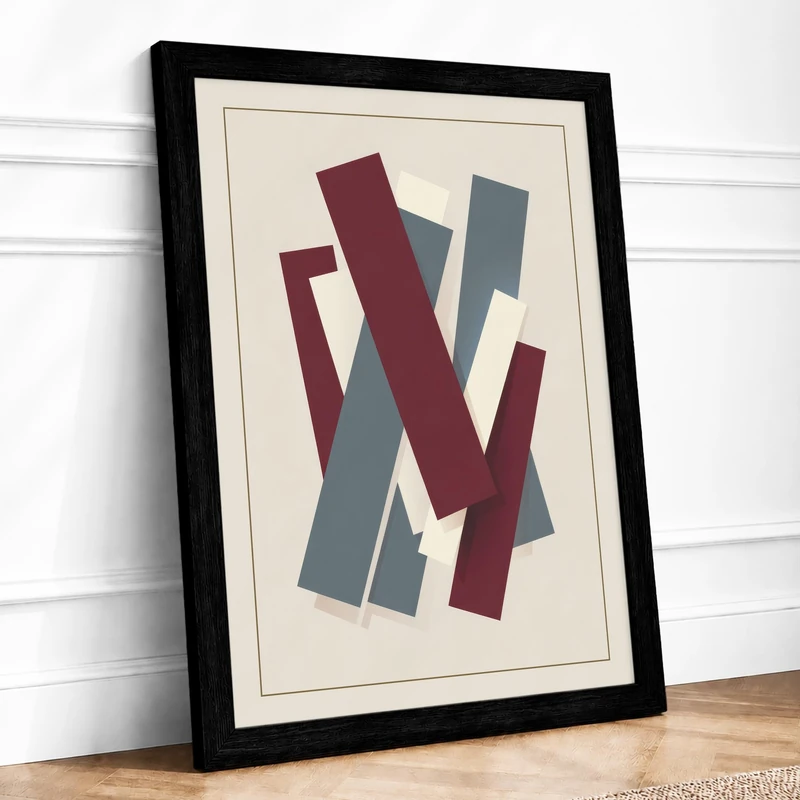 Floating Geometry Minimalist Framed Wall Art Print A1 (84.1×59.4cm) Black, Wall Decor for Living Room, Bedroom, Office & Home, Ready to Hang, Art Gift - Image 1