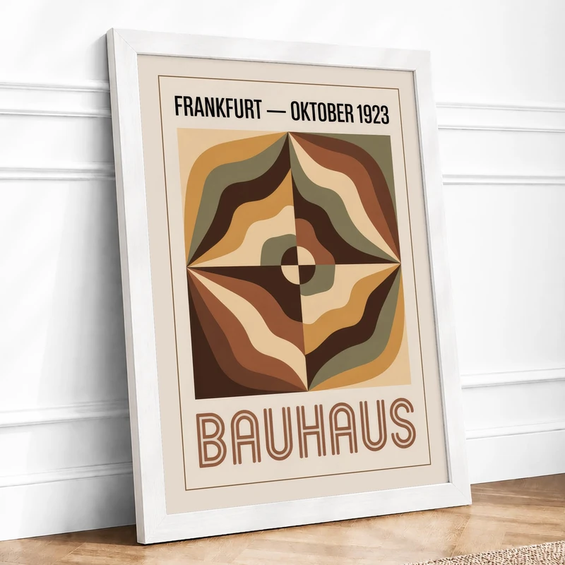 Bauhaus Frankfurt Geometric Framed Wall Art Print A1 White
