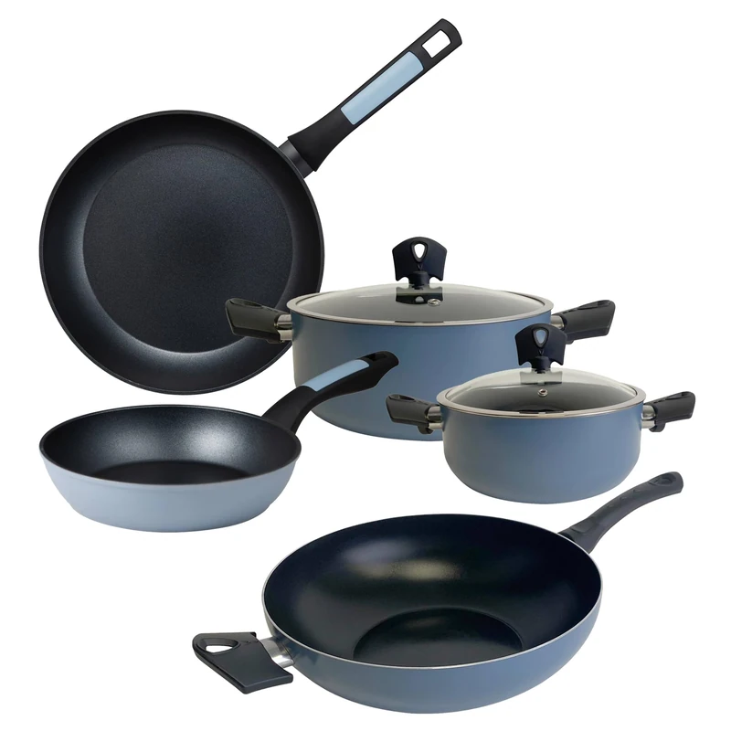 San Ignacio NOIA: NOIA 7-piece Set: Ø20 and Ø24 saucepans, with lids, Set 2 Pans Ø20 and Ø26 and Wok Ø30 cm